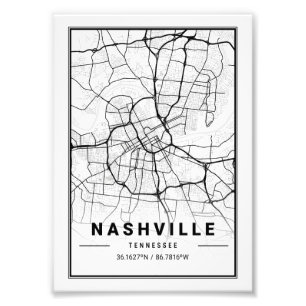 Nashville - Tennessee Ligth City Karta Fototryck