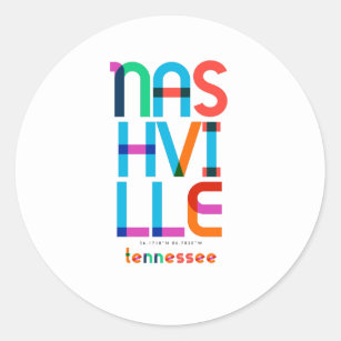Nashville Tennessee Mid Century, Pop Art Runt Klistermärke