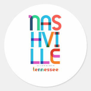 Nashville Tennessee Mid Century, Pop Art Runt Klistermärke