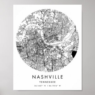 Nashville Tennessee Minimal Modern Circle Street M Poster