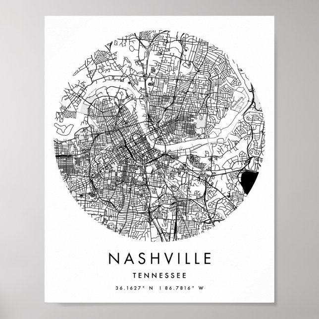 Nashville Tennessee Minimal Modern Circle Street M Poster (Framsidan)