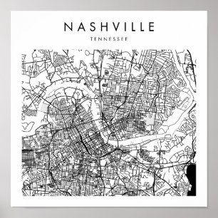 Nashville Tennessee Minimal Modern Street Karta Poster