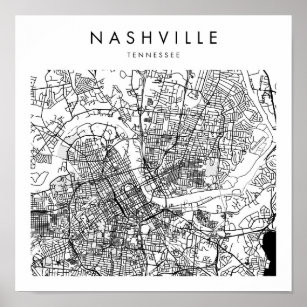 Nashville Tennessee Minimal Modern Street Karta Poster