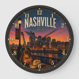 Nashville Tennessee Music City Broadway Sunset Stor Klocka