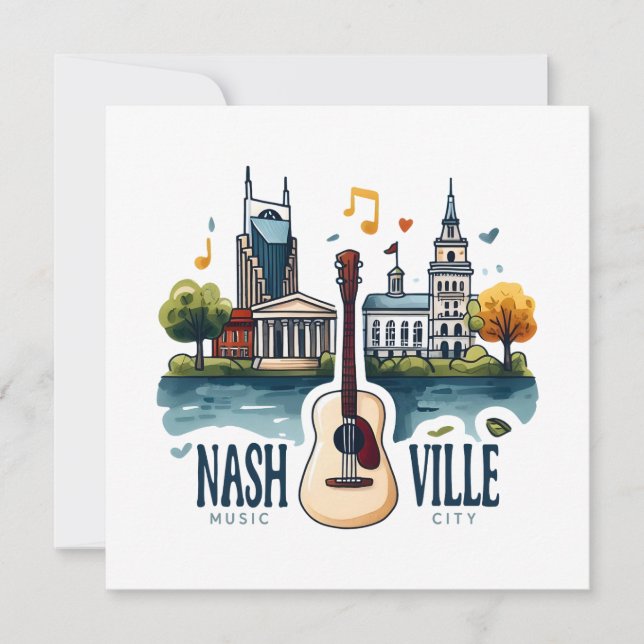 Nashville Tennessee Music City Kort (Framsida)