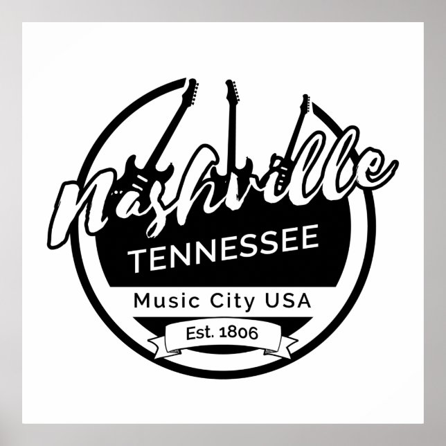 Nashville Tennessee Music City Poster (Framsidan)