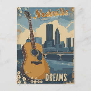Nashville, Tennessee Music City Vintage Vykort
