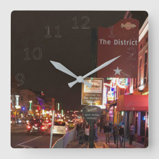 Nashville Tennessee Music Row Downtown Fyrkantig Klocka