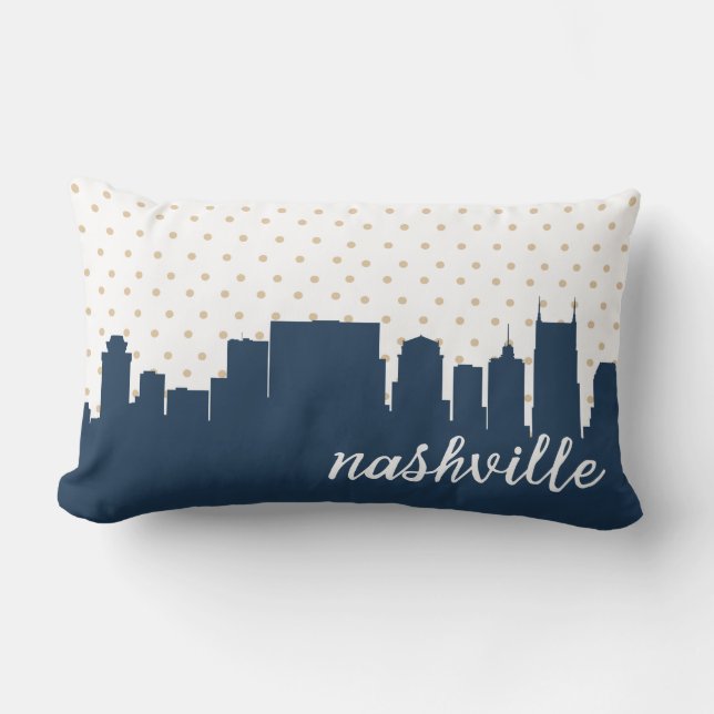 Nashville, Tennessee navy polka dot Lumbarkudde (Framsida)