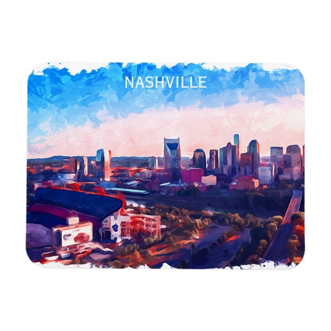 Nashville Tennessee Panorama View Magnet (Horisontell)