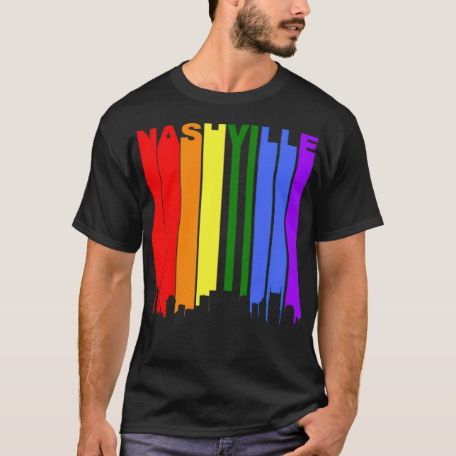 Nashville Tennessee Rainbow LGBT Gay pride elephan T Shirt (Framsida)