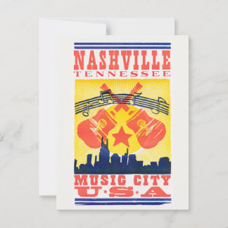 Nashville Tennessee Retro Postcard - Music City US Vykort