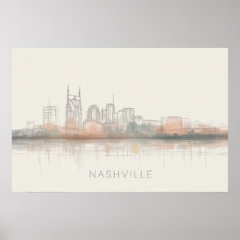 Nashville Tennessee Siluett Abstrakt Konst Poster