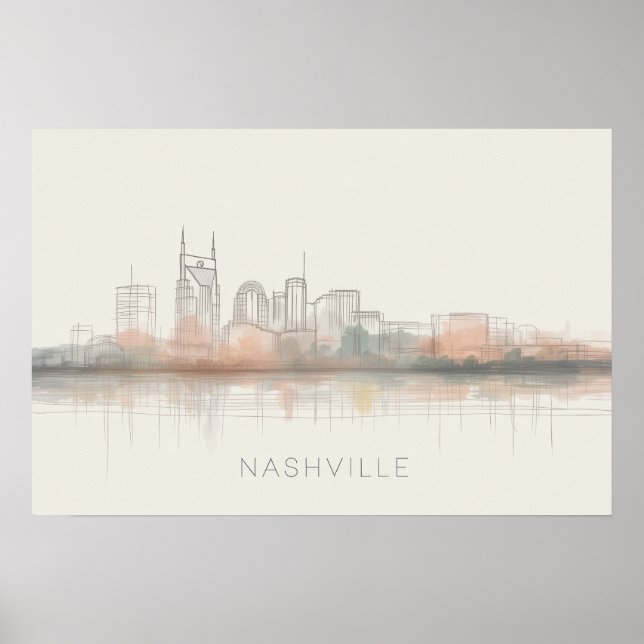 Nashville Tennessee Siluett Abstrakt Konst Poster (Framsidan)