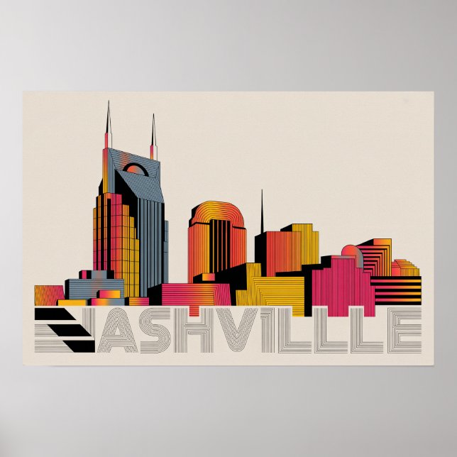 Nashville Tennessee Siluett Abstrakt Konst Poster (Framsidan)