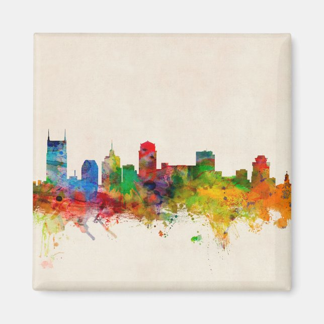 Nashville Tennessee Skyline Cityscape Magnet (Framsidan)