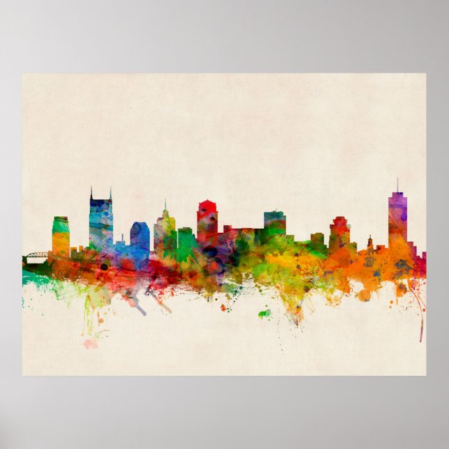 Nashville Tennessee Skyline Cityscape Poster (Framsidan)
