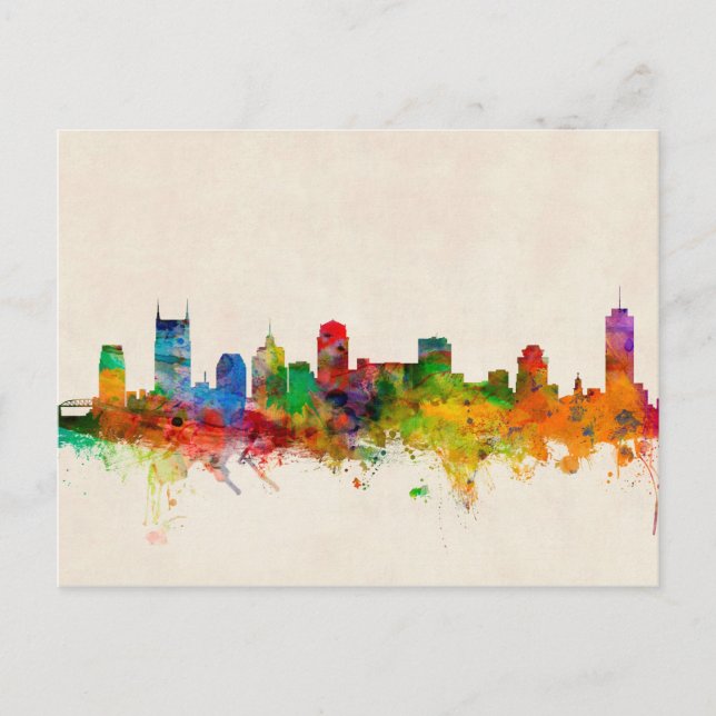 Nashville Tennessee Skyline Cityscape Vykort (Framsida)