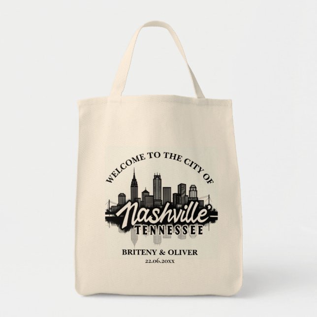 Nashville Tennessee Skyline destination Bröllop   Tygkasse (Framsidan)