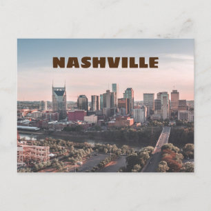 Nashville, Tennessee, skyline i centrala staden Vykort
