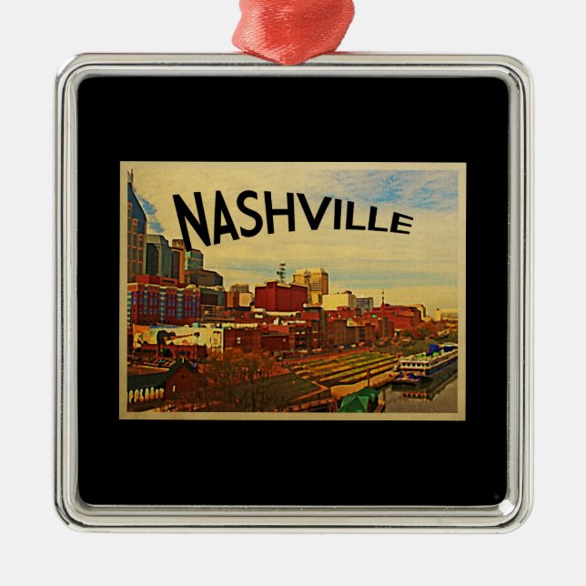 Nashville Tennessee Skyline Julgransprydnad Metall (Framsidan)