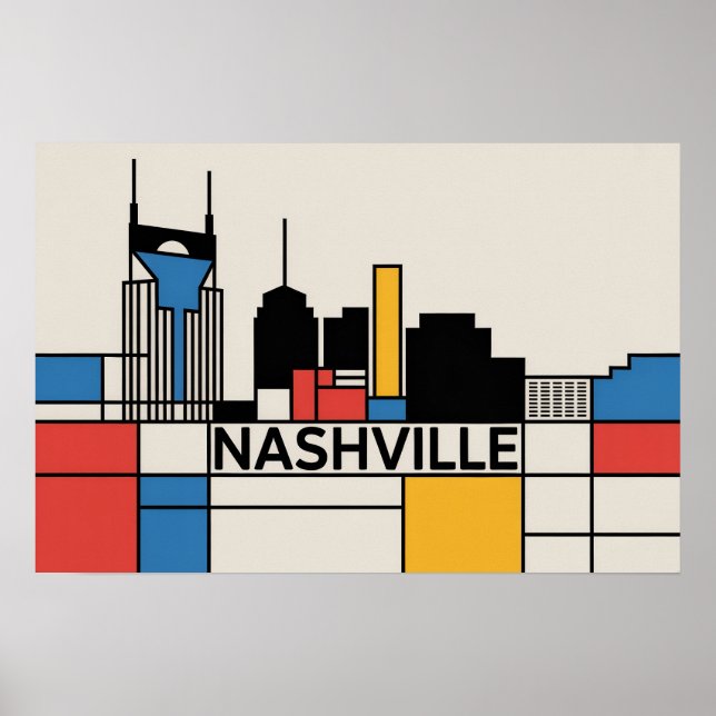 Nashville Tennessee Skyline Modern Art Poster (Framsidan)