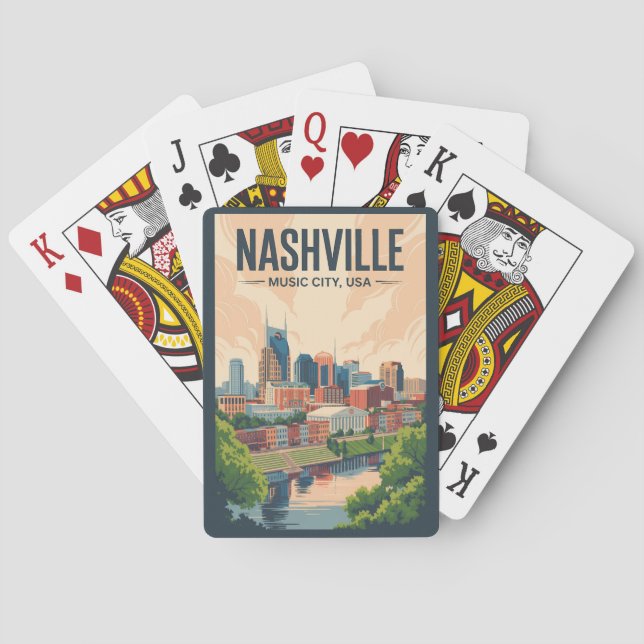 Nashville Tennessee Skyline Travel Art Vintage Casinokort (Baksidan)