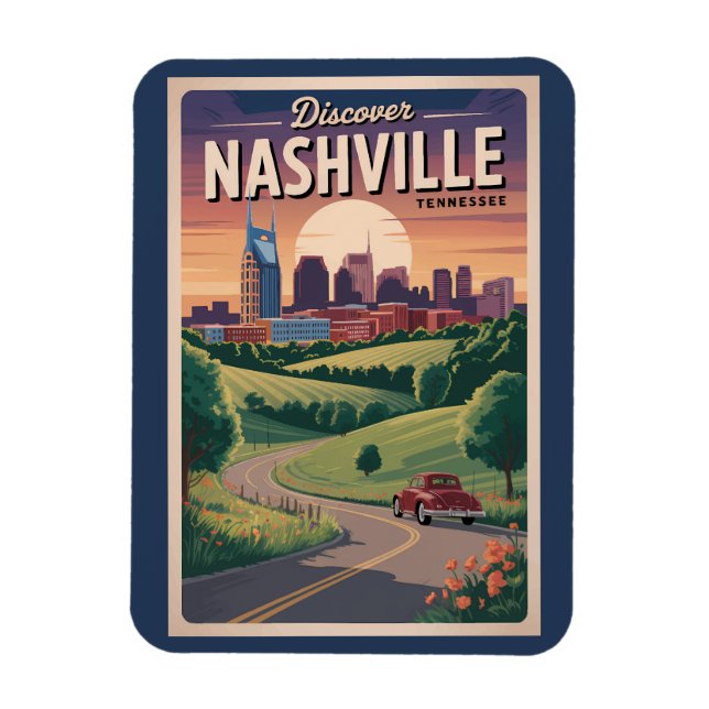 Nashville Tennessee Southern Road Travel Art Magnet (Vertikal)