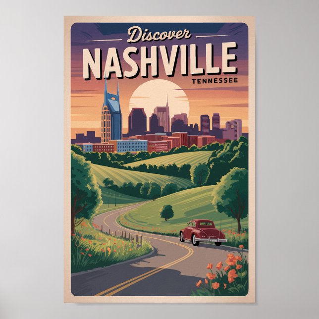 Nashville Tennessee Southern Road Travel Art Poster (Framsidan)