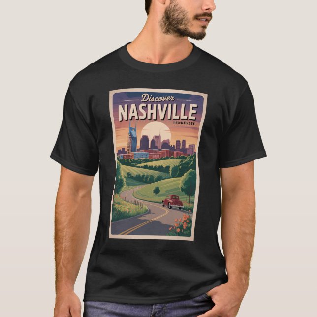 Nashville Tennessee Southern Road Travel Art T Shirt (Framsida)