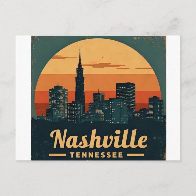 Nashville Tennessee Stadssiluett Vykort (Framsida)