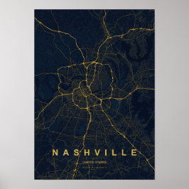 Nashville, Tennessee Stiliserad Stadskarta Poster