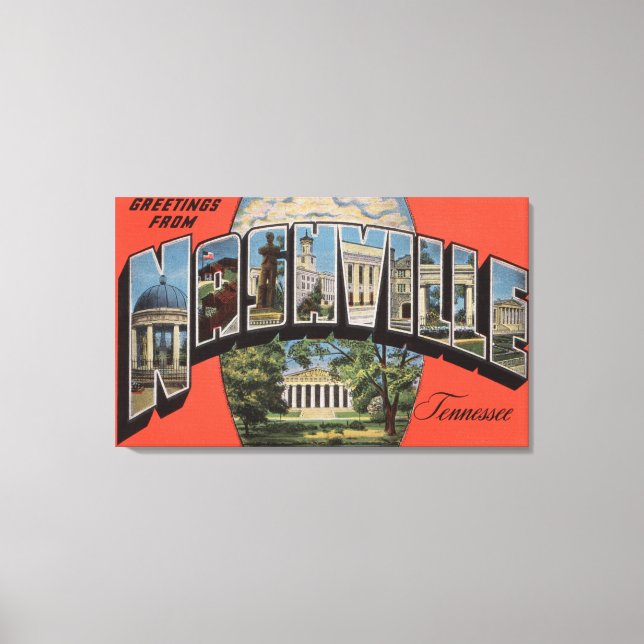 Nashville, Tennessee - Stora Brev Scenes 2 Canvastryck (Framsida)
