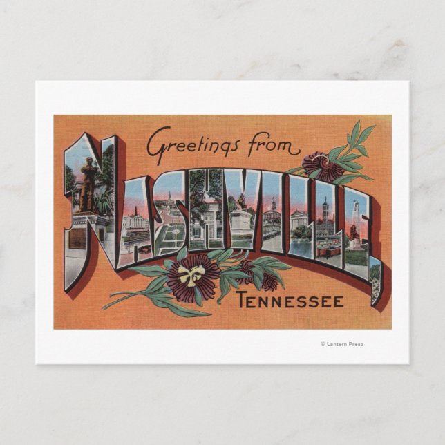 Nashville, Tennessee - Stora Brev Scenes Vykort (Framsida)
