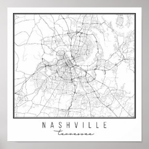 Nashville Tennessee Street Karta Poster