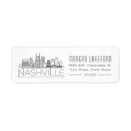 Nashville Tennessee Stylized Skyline | Returadress Etikett