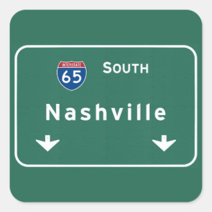 Nashville Tennessee tinterstate Highway Freeway Fyrkantigt Klistermärke