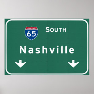 Nashville Tennessee tinterstate Highway Freeway Poster