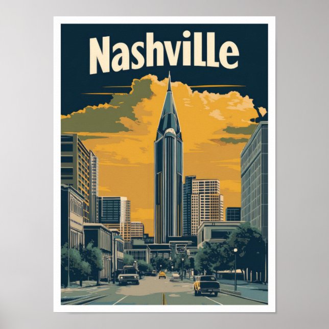 Nashville Tennessee US Vintage resor Illustration Poster (Framsidan)