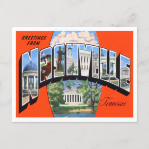 Nashville, Tennessee Vintage Big Brev Postcard Vykort