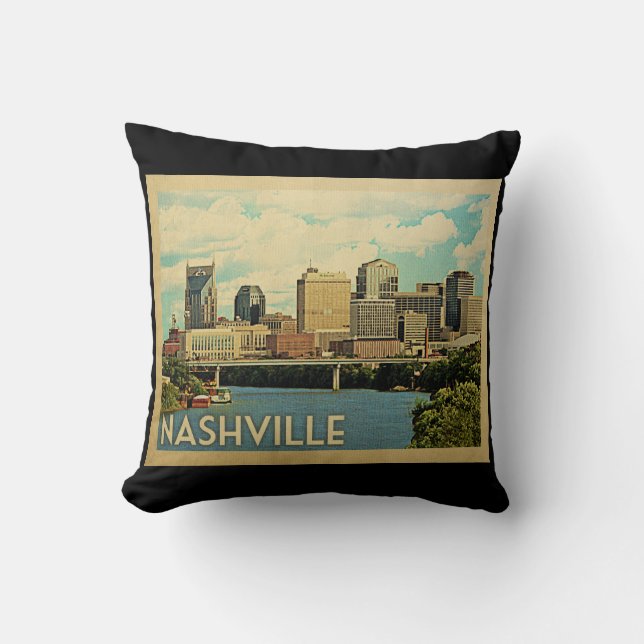 Nashville Tennessee Vintage Resa Kudde (Framsida)