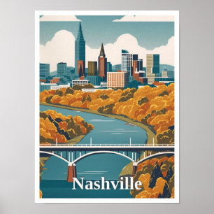 Nashville Tennessee Vintage resor Illustration Poster