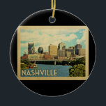 Nashville Tennessee Vintage resor Julgransprydnad Keramik<br><div class="desc">Nashville Tennessee-formgivning i Vintage resor stil med en skyltlinje över staden.</div>