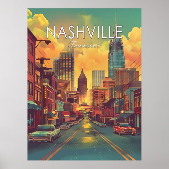 Nashville Tennessee Vintage resor Poster (Framsidan)