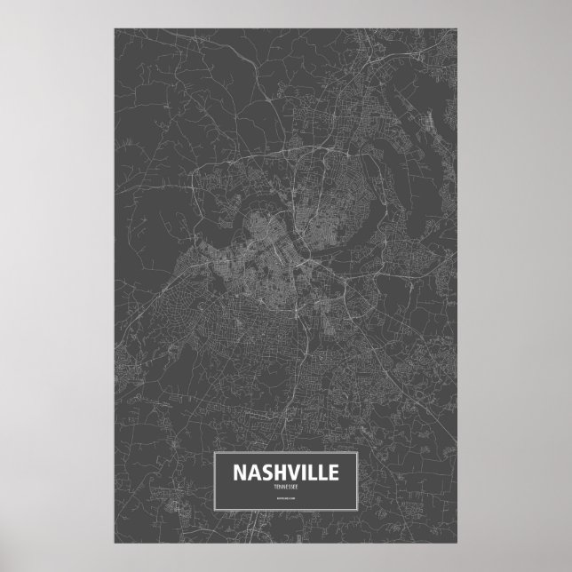 Nashville, Tennessee (vit på svart) Poster (Framsidan)