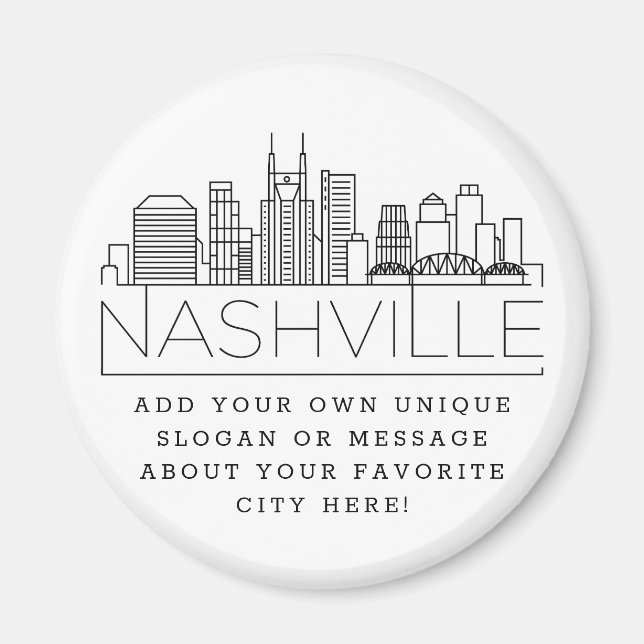 Nashville Thned | Anpassningsbar City Message elle Magnet (Framsidan)