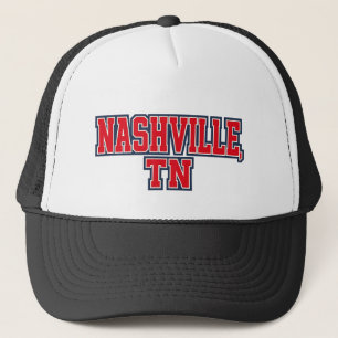 Nashville TN Bold Block Brev Design - Red White Keps