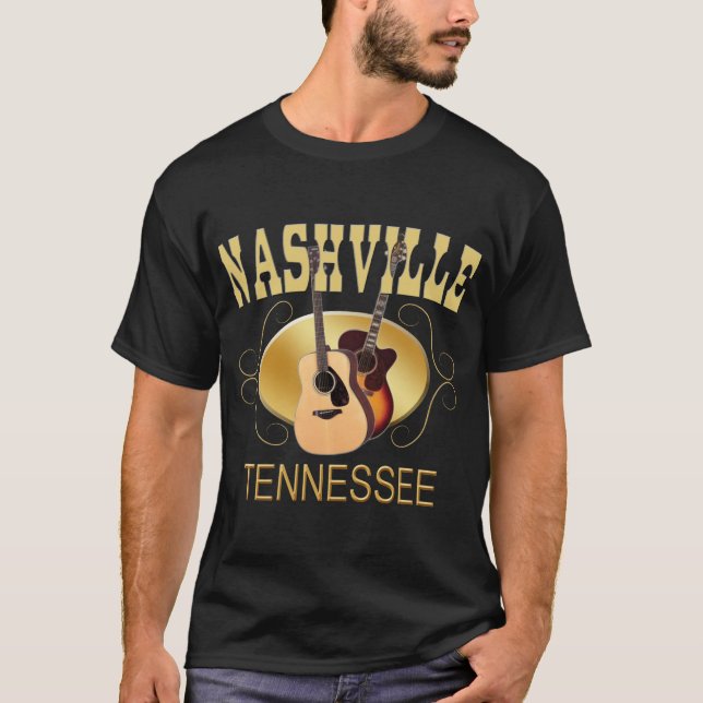 Nashville TN gitarrmanar mörka T-tröja T-shirt (Framsida)