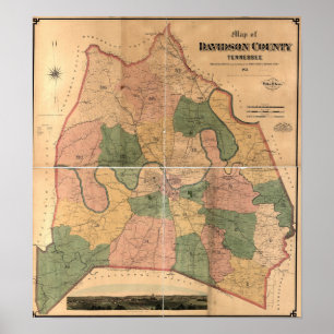 Nashville TN historisk karta Poster
