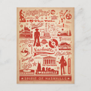 Nashville, TN - Mönster Print Vykort